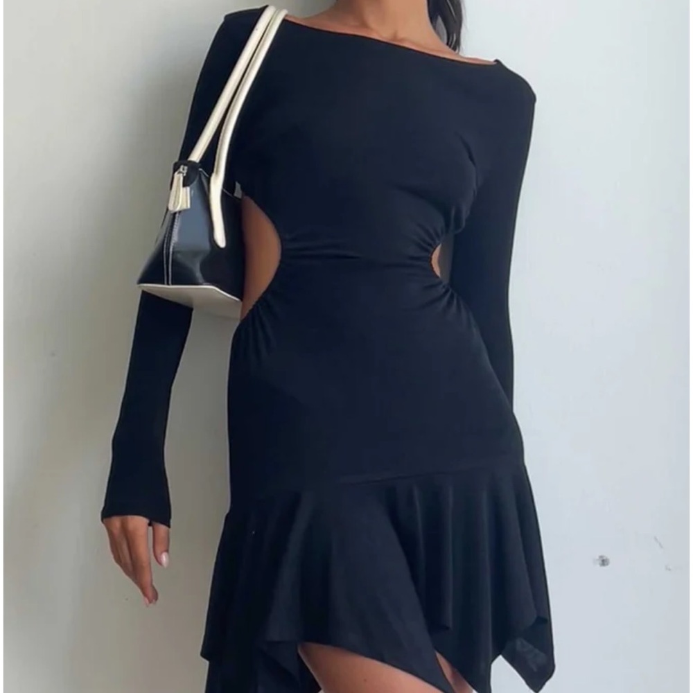 Motel Rocks black long sleeve cut out mini dress